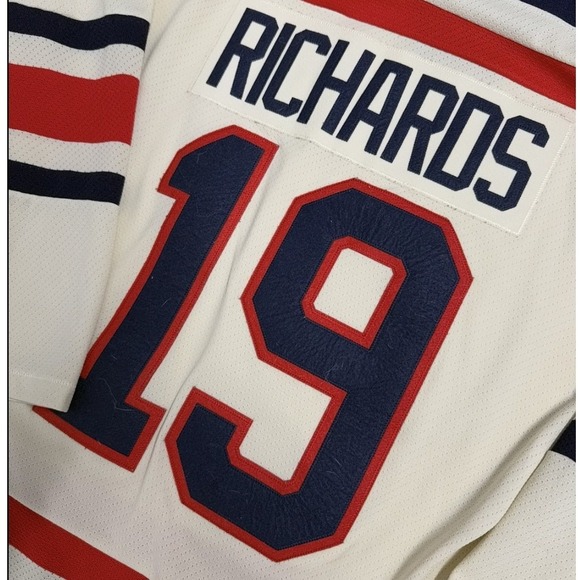 New York Rangers Reebok NHL Jersey Cream Red Mens Size L richards #19 - Picture 6 of 7